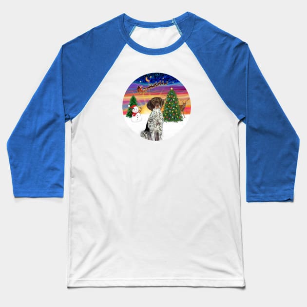 Santa's Sunset Take Off with a German Short Haired Pointer Baseball T-Shirt by Dogs Galore and More